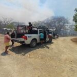 Guardia Estatal salvaguarda a habitantes de ejido El Refugio tras incendio de pastizal